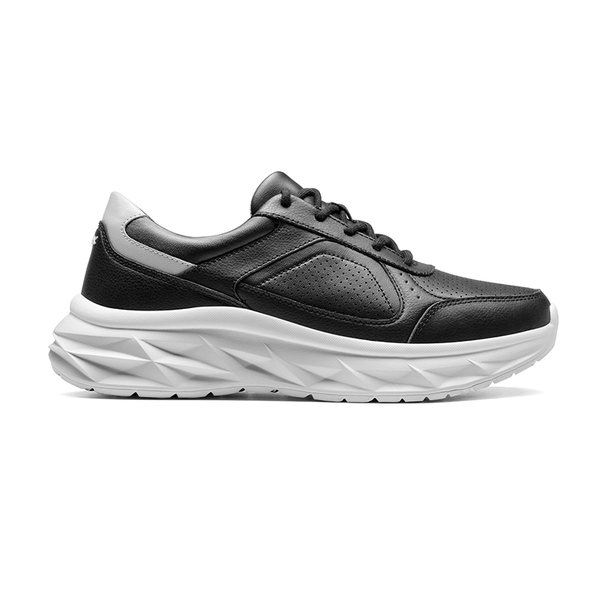 [ActiveCity] Men's Comfortable Leather Walking Sneakers - BLACK - 1